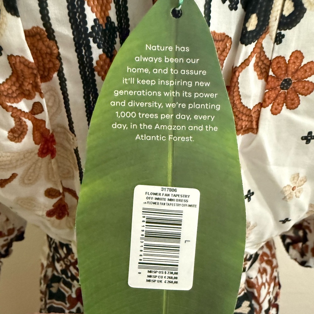FARM Rio Flower Fan Tapestry Off-White Mini Dress - Picture 6 of 6